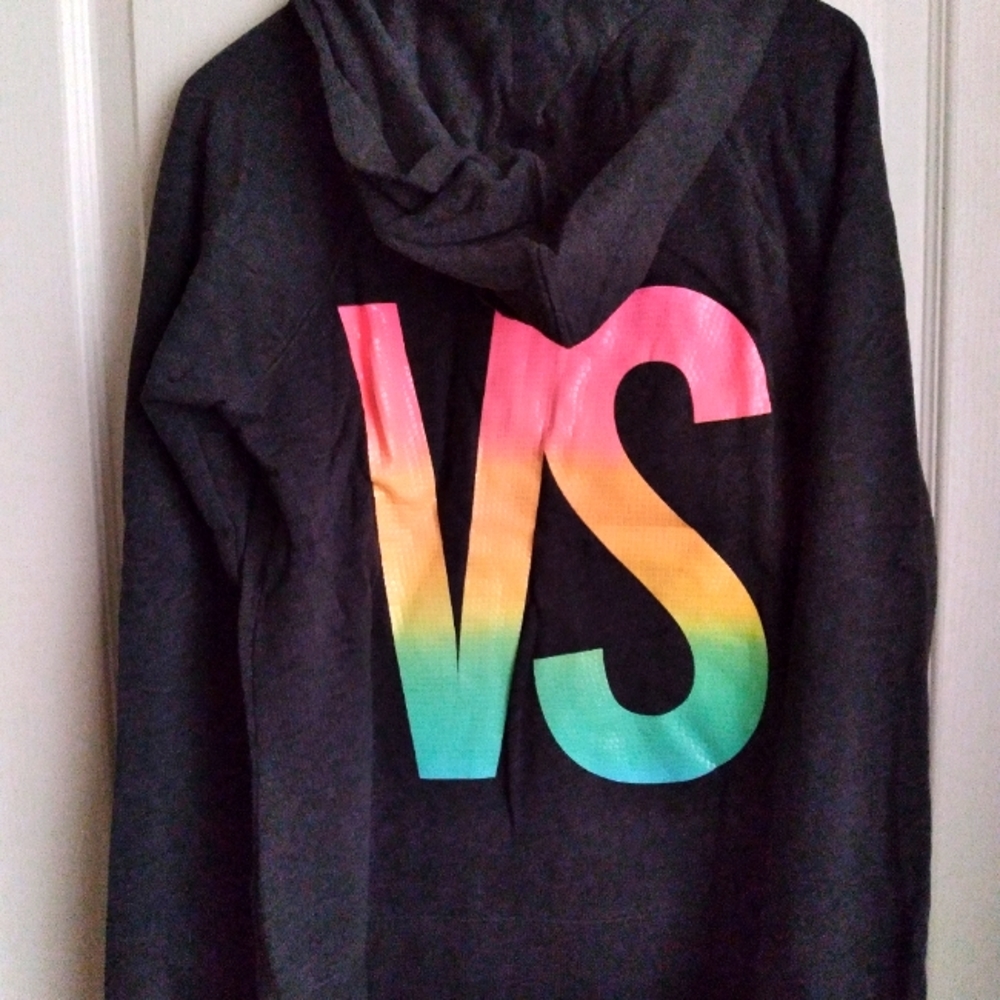 Victoria's Secret VS zip up hoodie shirt jacket, charcoal gray, NEW